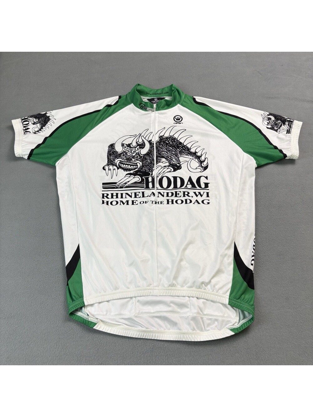 Vintage Canari Home Of The Hodag Cycling Jersey Size Large White Green